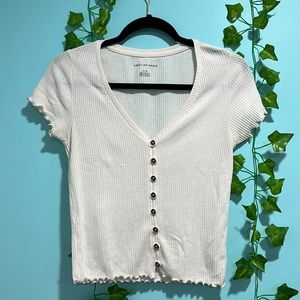 White button down top